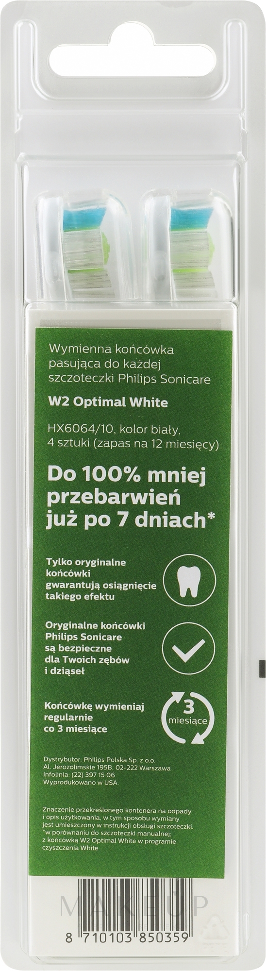 Austauschbare Zahnbürstenköpfe für elektrische Zahnbürste - Philips Sonicare W Optimal White — Bild 4 St.