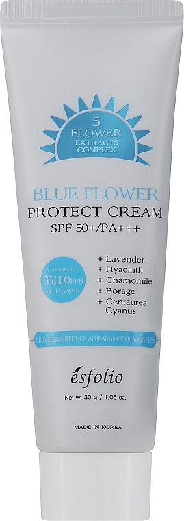 Sonnenschutzcreme mit blauen Kräuterextrakten - Esfolio Blue Flower Protect Cream SPF 50+/PA+++ 5 Flower Extracts Complex — Bild N1