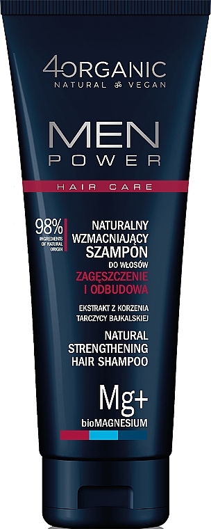 Natürliches kräftigendes Haarshampoo - 4Organic Men Power Natural Strengthening Hair Shampoo — Bild N1