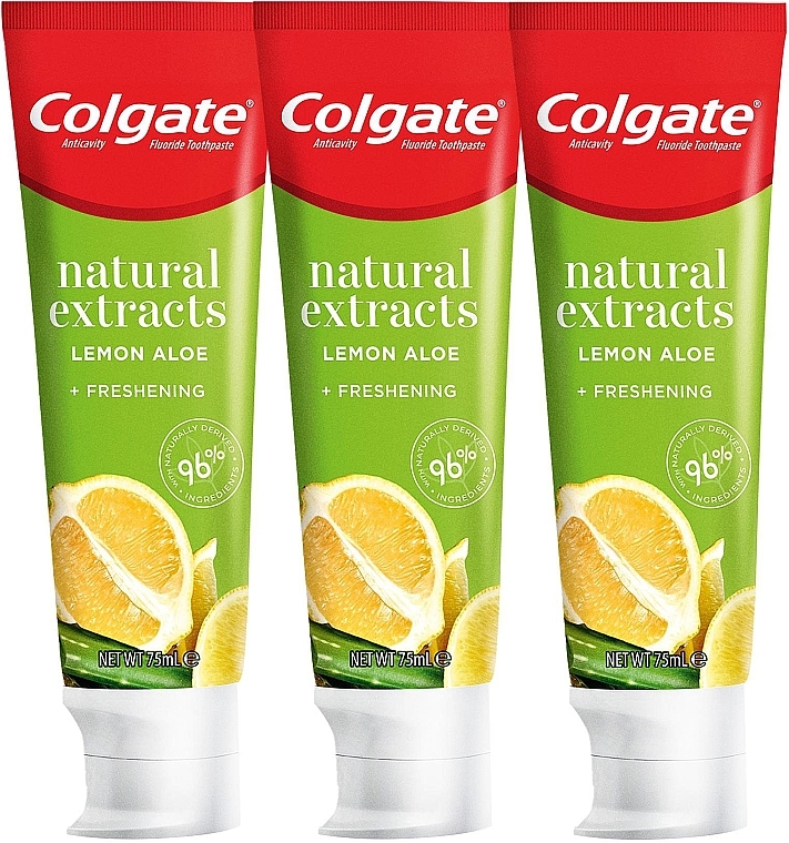 Set - Colgate Natural Extracts Ultimate Fresh Clean Lemon & Aloe Trio (toothpaste/3x75ml) — Bild N1