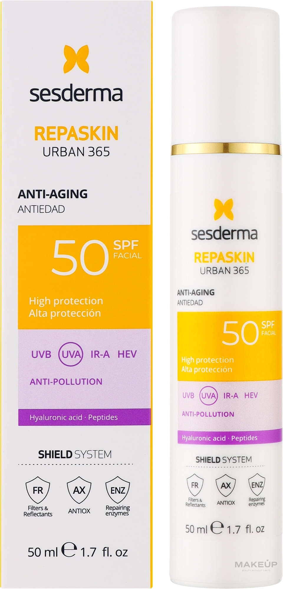 Anti-Aging-Sonnencreme für das Gesicht  - Sesderma Repaskin Urban 365 Anti-aging Spf50 — Bild 50 ml