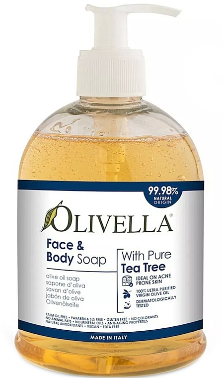 Flüssigseife für Gesicht und Körper Teebaum mit Olivenöl - Olivella Pure Tea True Olive Oil Face & Body Soap — Bild N1