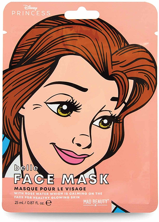 Beruhigende Tuchmaske für das Gesicht mit Rosenwasser Disney Princess Belle - Mad Beauty Disney POP Princess Belle Face Mask — Bild N1