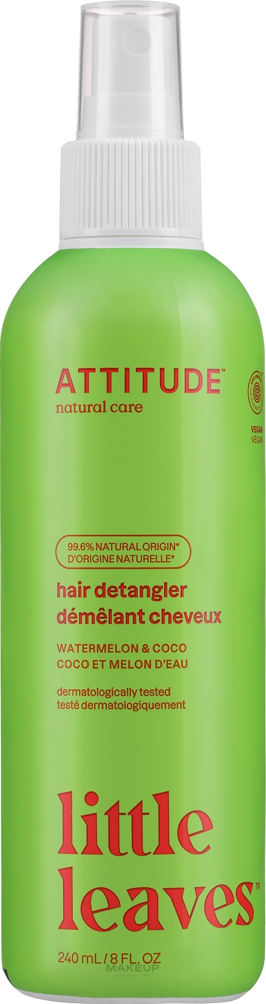 Entwirr-Haarspray für Kinder mit Wassermelone und Kokosnuss - Attitude Detangling Spray Watermelon And Coconut — Bild 240 ml