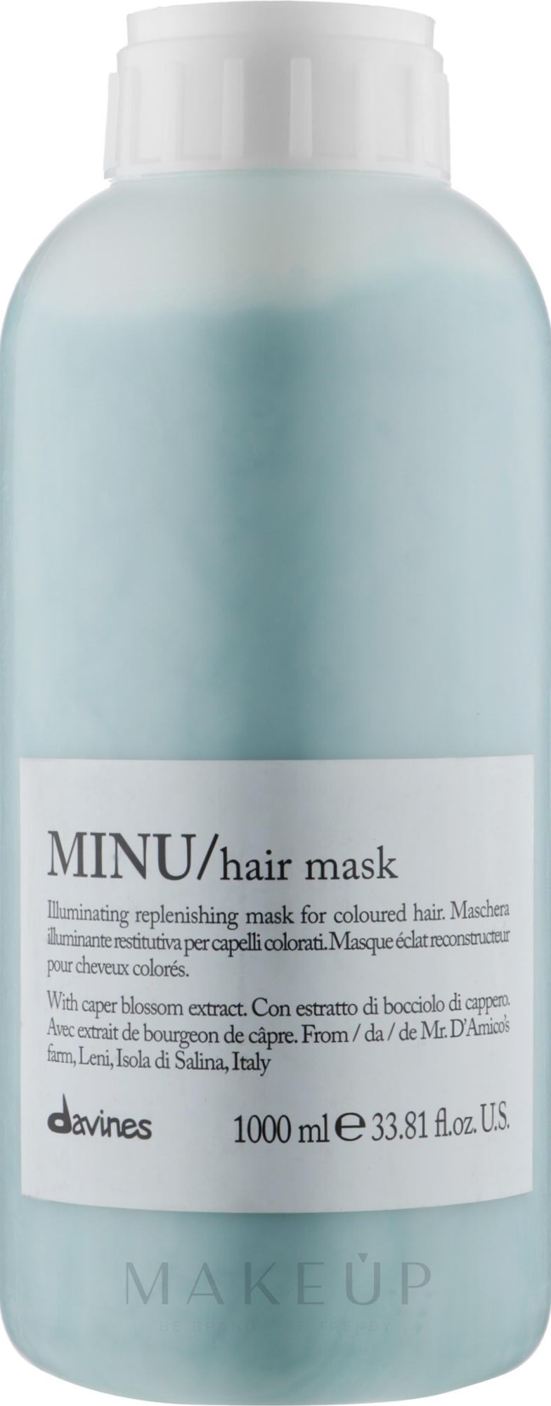 Nährende feuchtigkeitsspendende und farbschützende Maske für gefärbtes Haar - Davines Minu Mask  — Bild 1000 ml