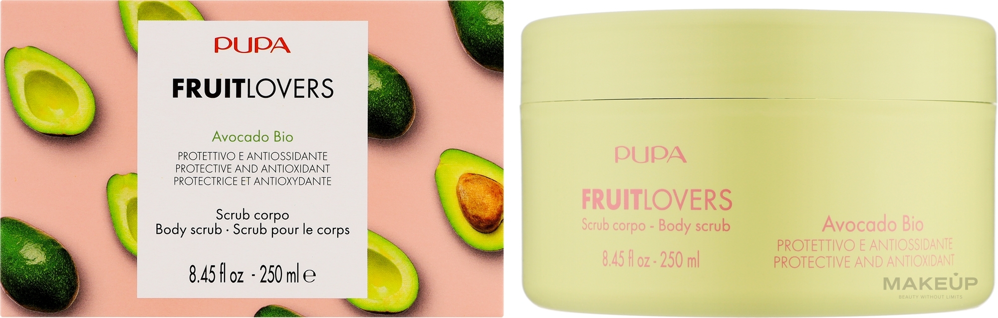 Schützendes und antioxidatives Körperpeeling Bio Avocado - Pupa Fruit Lovers Avocado Bio Body Scrub — Bild 250 ml