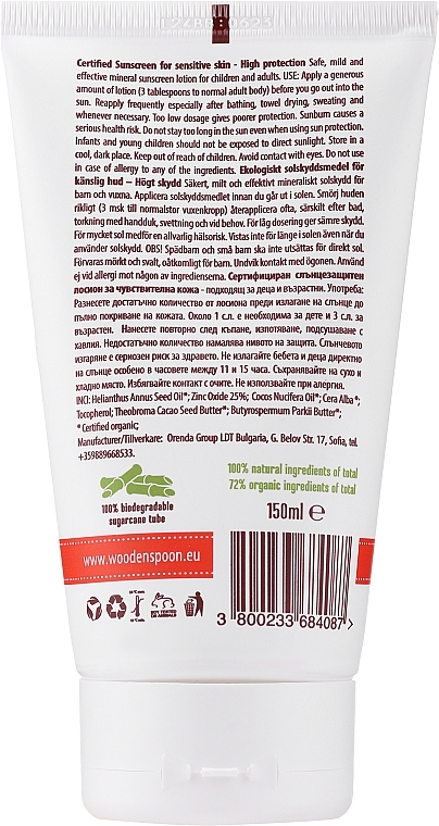 Sonnenschützende Körper- und Gesichtslotion für Babys und Erwachsene SPF 50 - Wooden Spoon Baby & Family Milk SPF50 — Bild N3