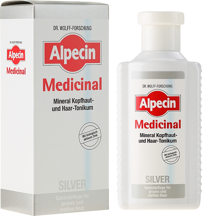 Mineral Kopfhaut- und Haar-Tonikum gegen Gelbstich für graues und weißes Haar - Alpecin Medicinal Silver — Bild N1