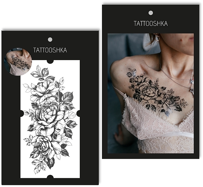 Temporäres Tattoo Halbarm mit Rosen - Tattooshka — Bild N1