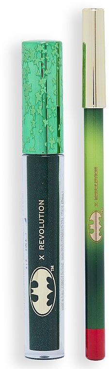 Lippen-Make-up Set - Makeup Revolution X DC Lucky Kiss Poison Ivy Lip Kit (Lipgloss 3ml + Lippenkonturenstift 1g) — Bild N1