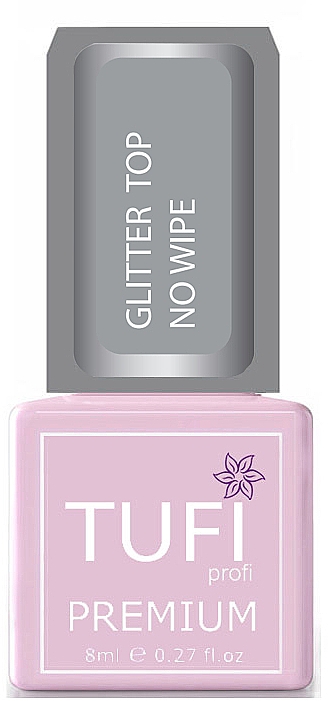 Gel-Nagelüberlack ohne Klebeschicht mit Mikroglanz - Tufi Profi Premium Glitter Top No Wipe — Bild N1