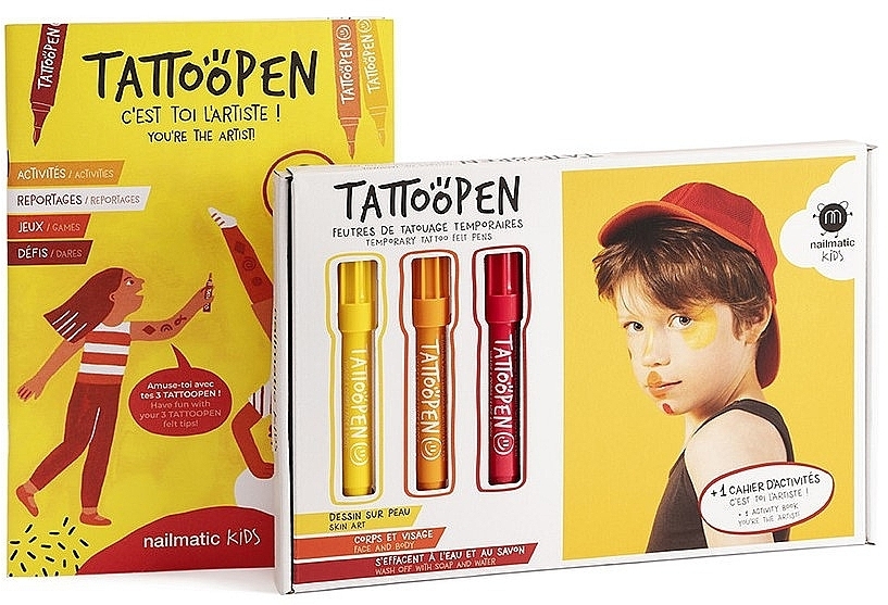 Make-up-Marker-Set gelb, orange, rot - Nailmatic You’re The Artist (Make-up-Markern 3x11g + Buch 1 St.)  — Bild N1