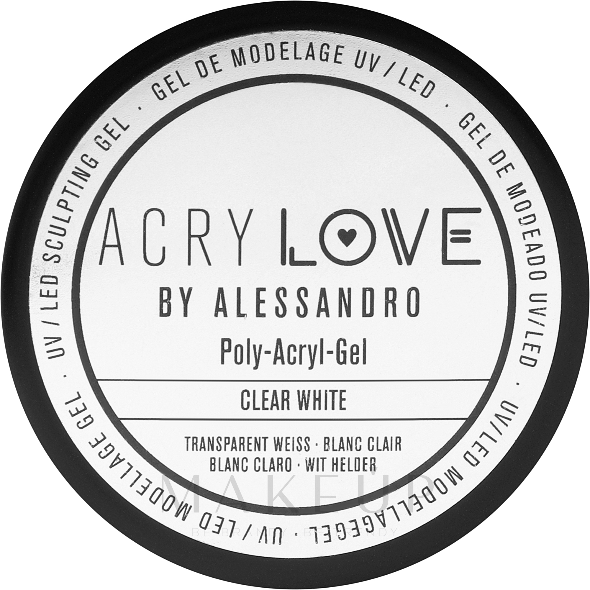 Polyacryl-Nagelgel - Alessandro International AcryLove Poly-Acryl-Gel Clear White — Bild 50 g