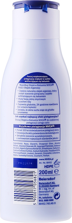 Pflegende Körperlotion mit Rose & Arganöl für normale bis trockene Haut - NIVEA Balm With Rose & Argan Oil — Bild N2