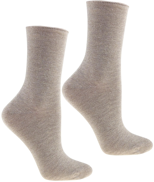 Lange Damensocken aus Baumwolle beige - Moraj — Bild N1