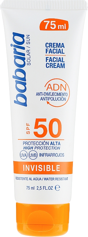 Sonnenschutzcreme für das Gesicht SPF 50 - Babaria Invisible Facial Sun Cream Spf 50 — Bild N1