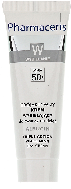 Aufhellende Tagescreme für das Gesicht mit dreifacher Wirkung SPF 50+ - Pharmaceris W Albucin Triple Action Skin Lightening Cream SPF 50+ — Bild N1