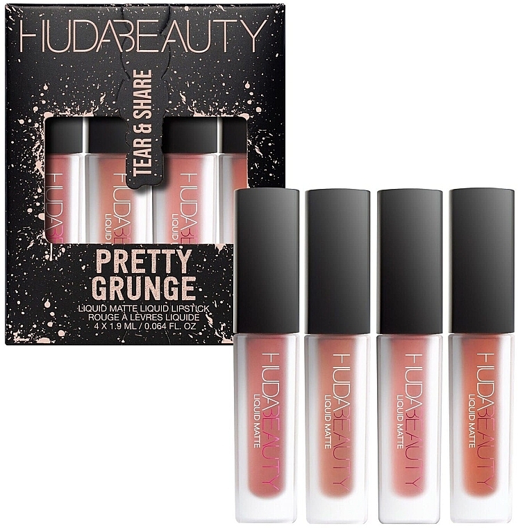 Lippenset - Huda Beauty Pretty Grunge Liquid Matte Lip Quad (Lippenstift 4x1.9 ml)  — Bild N1