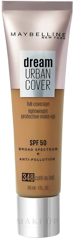 Tönungscreme mit LSF 50 und Schutz vor Umweltverschmutzung - Maybelline Dream Urban Cover — Bild 348 - Cafe Au Lait