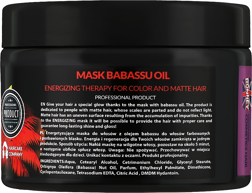 Energetisierende Haarmaske für coloriertes Haar mit Babassuöl - Ronney Mask Babassu Oil Energizing Therapy — Bild N2
