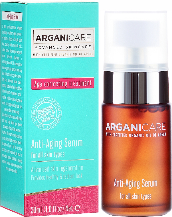 Regenerierendes und feuchtigkeitsspendendes Anti-Aging Gesichtsserum mit Arganöl und Hyaluronsäure - Arganicare Anti-Aging Serum — Bild N1