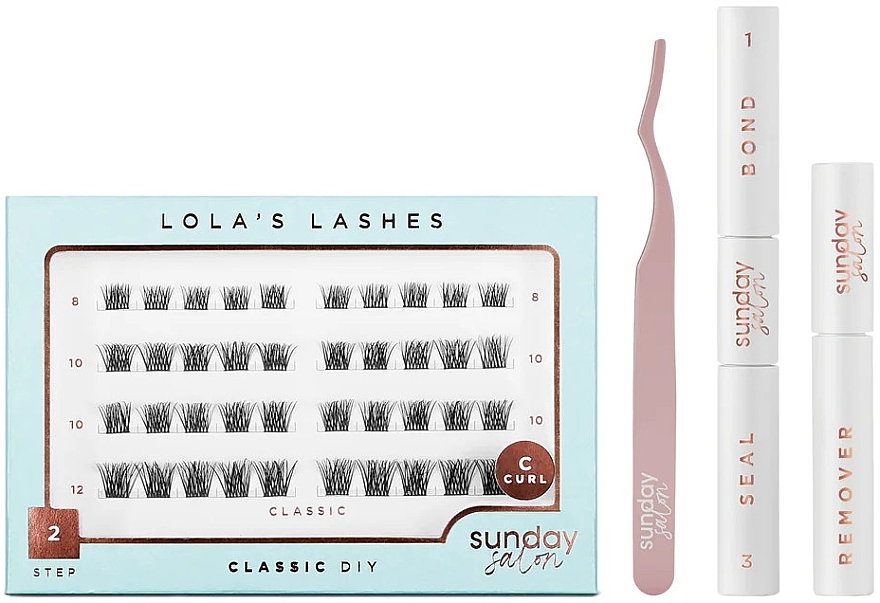 Set - Lola's Lashes Classic Diy Lash Extensions Starter Set (Wimpernkleber/2x3,5 ml + Wimpernentferner/4 ml + Künstliche Wimpern/40 St. + Pinzette/1 St.)   — Bild N1