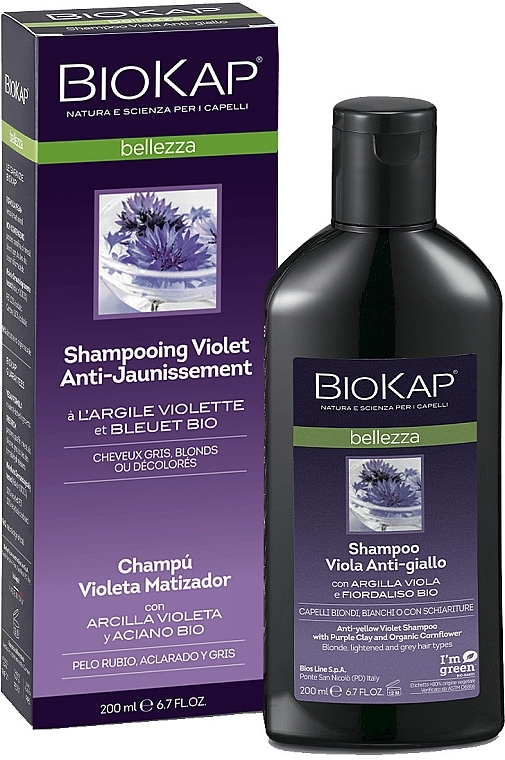 Shampoo gegen Gelbstich - BiosLine Biokap Violet Anti-Jaune Shampoo — Bild N1