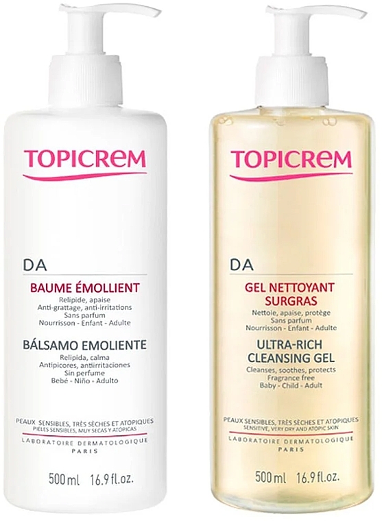 Set - Topicrem DA Pack (cl/gel/500ml + b/balm/500ml) — Bild N1