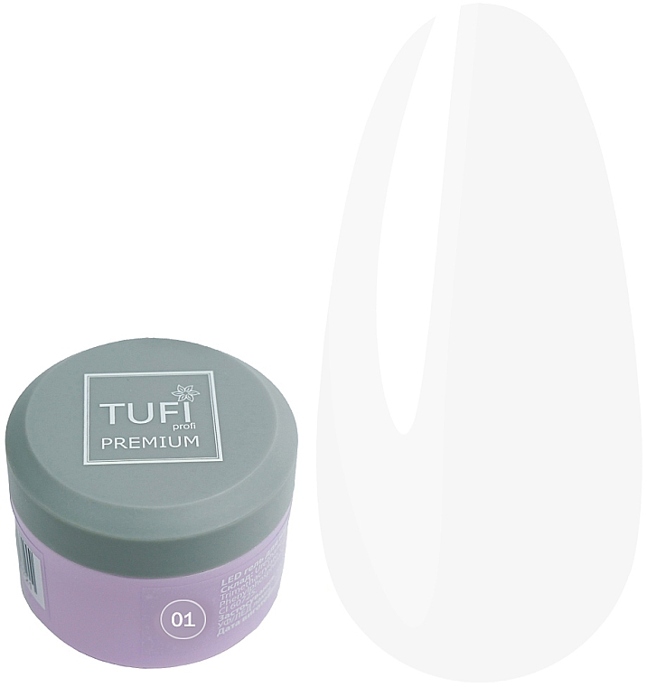 Gel zur Nagelverlängerung - Tufi Profi Premium LED Gel 01 Clear — Bild N1