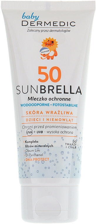 Wasserfeste Sonnenschutzmilch für Kinder und Babys SPF 50 - Dermedic Sun Protection Milk for Kids SPF 50 — Bild N1