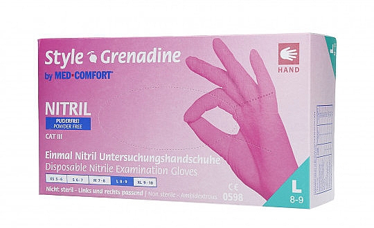 Einweghandschuhe aus Nitril rosa Größe L 100 St. - Med-Comfort Style Grenadine — Bild N1