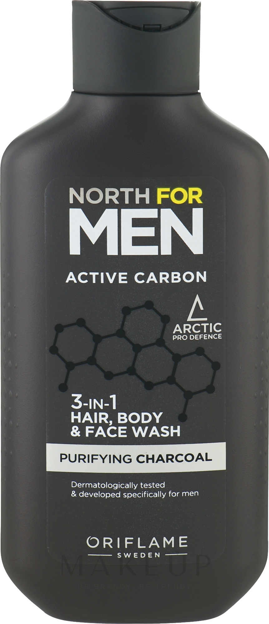 3in1 Shampoo-Duschgel - Oriflame North For Men Active Carbon 3in1 Hair, Body & Face Wash — Bild 250 ml