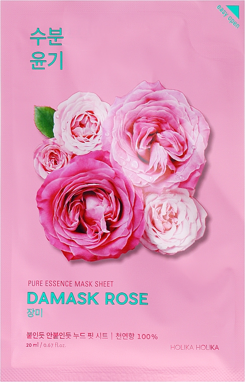 Feuchtigkeitsspendende und aufhellende Gesichtsmaske mit Damaszener Rose - Holika Holika Pure Essence Mask Sheet Damask Rose — Foto N2