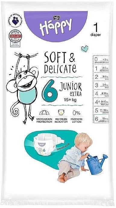 Babywindeln 15+ Größe 6 Junior Extra 1 St. - Bella Baby Happy Soft & Delicate  — Bild N1