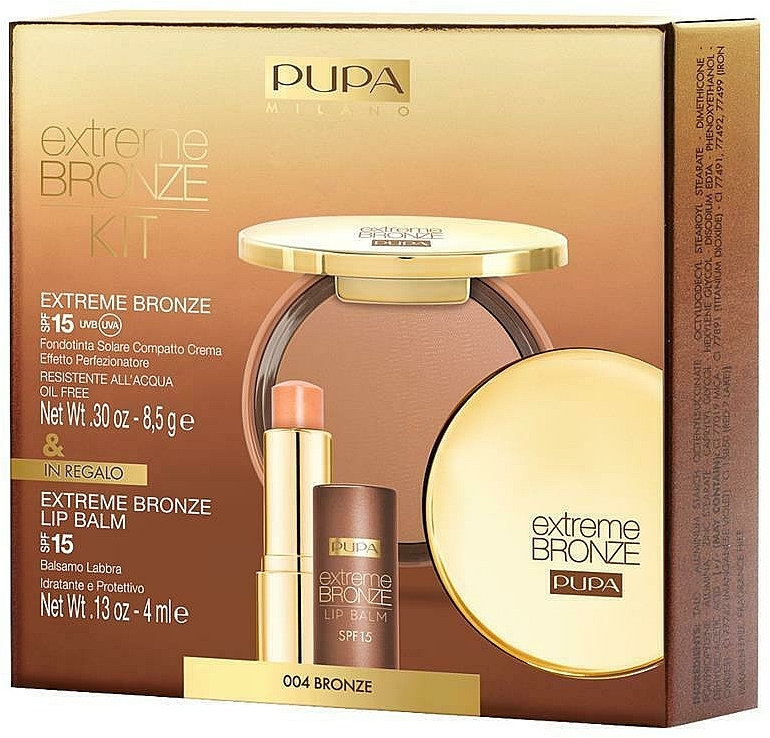 Geischtspflegeset (Bronzepuder 8.5g + Lippenbalsam 4ml) - Pupa Extreme Bronze Kit (001 -Natural)  — Bild N1