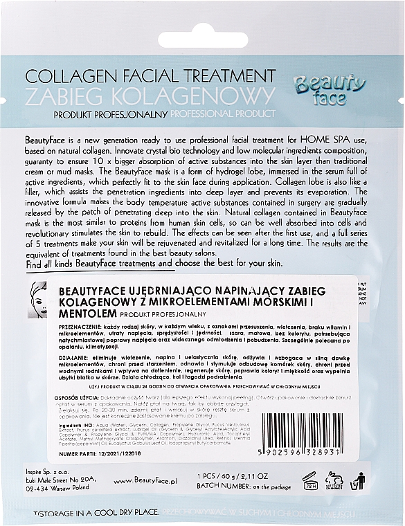 Kollagen-Therapie für das Gesicht mit marinen Spurenelementen - Beauty Face Collagen Hydrogel Mask — Bild N2