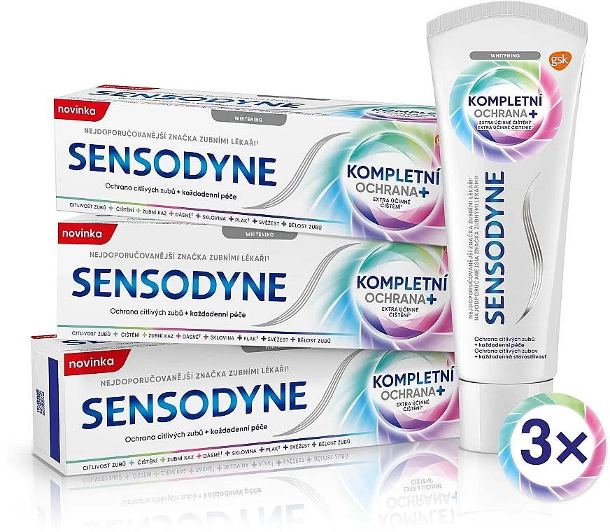 Zahnpflegeset - Sensodyne Complete Protection+ Set (Zahnpasta 75mlx3) — Bild N1