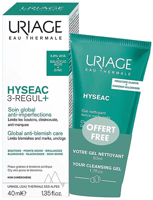 Set - Uriage Hyseac 3-Regul+ (f/cr/40ml + cl/gel/50ml) — Bild N1