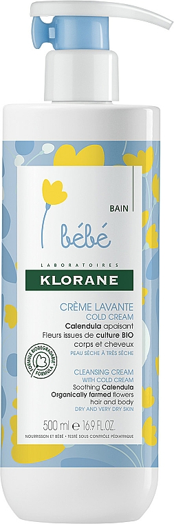 Reinigende feuchtigkeitsspendende Körpercreme für Kinder - Klorane Bebe Cleansing Cream with Cold Cream — Bild N1