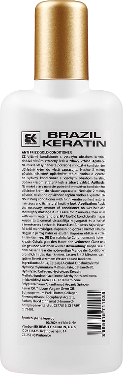 Balsam für geschädigtes Haar mit Keratin - Brazil Keratin Anti Frizz Gold Conditioner — Bild N2