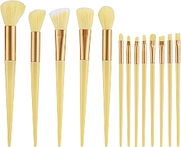 Make-up-Pinsel-Set mit Etui 13-tlg. gelb - Lewer Brushes  — Bild N1