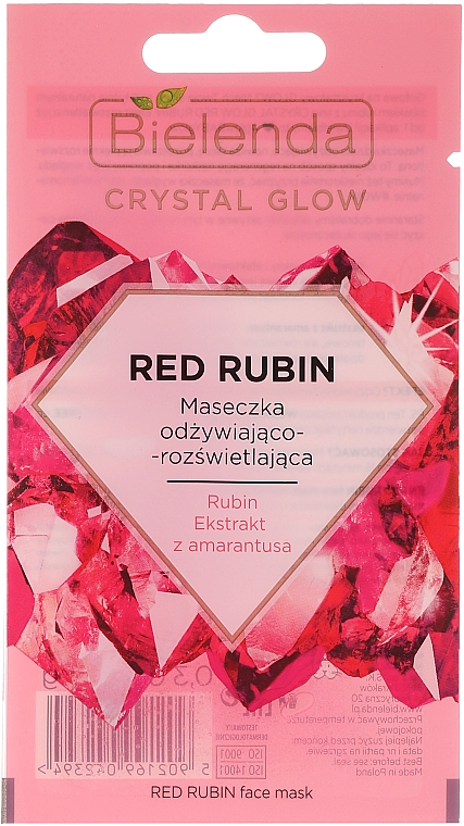 Pflegende und aufhellende Gesichtsmaske mit Amarant-Extrakt und Rubin - Bielenda Crystal Glow Red Rubin — Bild N1