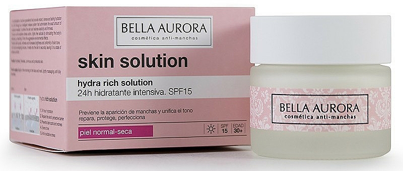 Feuchtigkeitsspendende Gesichtscreme gegen Rötungen SPF 15 - Bella Aurora Crema Hydra Rich Solution 24h — Bild N1