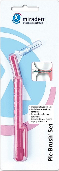 Interdentalbürste mit Kappe rosa - Miradent Pic-Brush Set — Bild N1