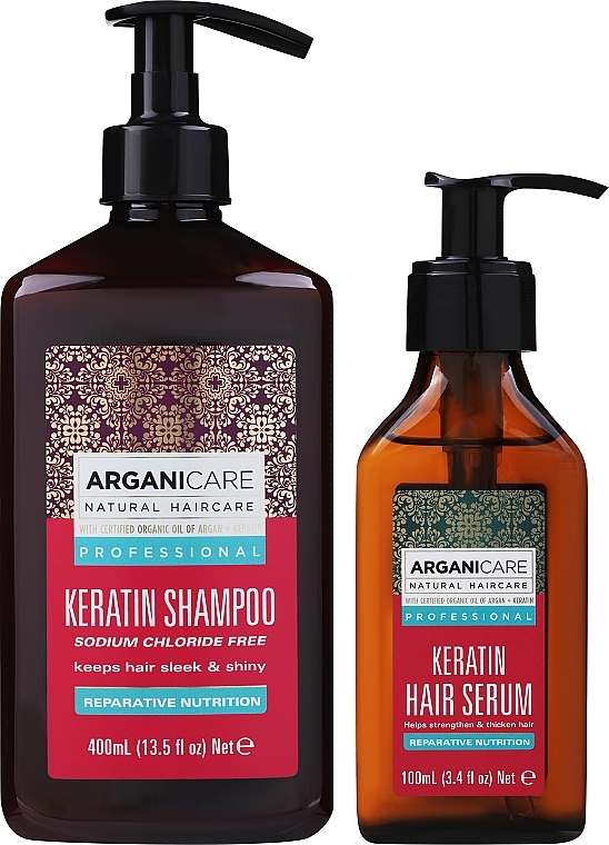 Haarpflegeset - Arganicare Keratin (Shampoo 400ml + Serum 100ml) — Bild N2