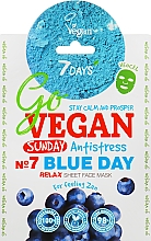 Düfte, Parfümerie und Kosmetik Entspannende Tuchmaske für das Gesicht mit Heidelbeer-, Agaven-, Matcha- und Lotusextrakt - 7 Days Go Vegan Sunday Blue Day