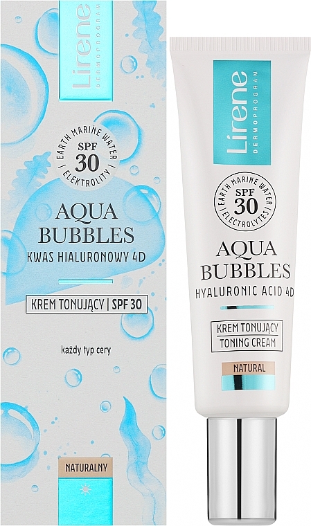 Färbende Sonnenschutzcreme für das Gesicht - Lirene Aqua Bubbles Toning Cream SPF 30 — Bild N2