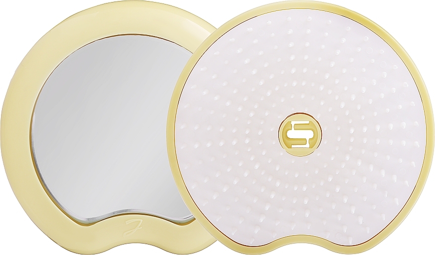 Kompakte Haarbürste mit Spiegel gelb - Janeke Compact and Ergonomic Handheld Hairbrush With Mirror — Bild N2