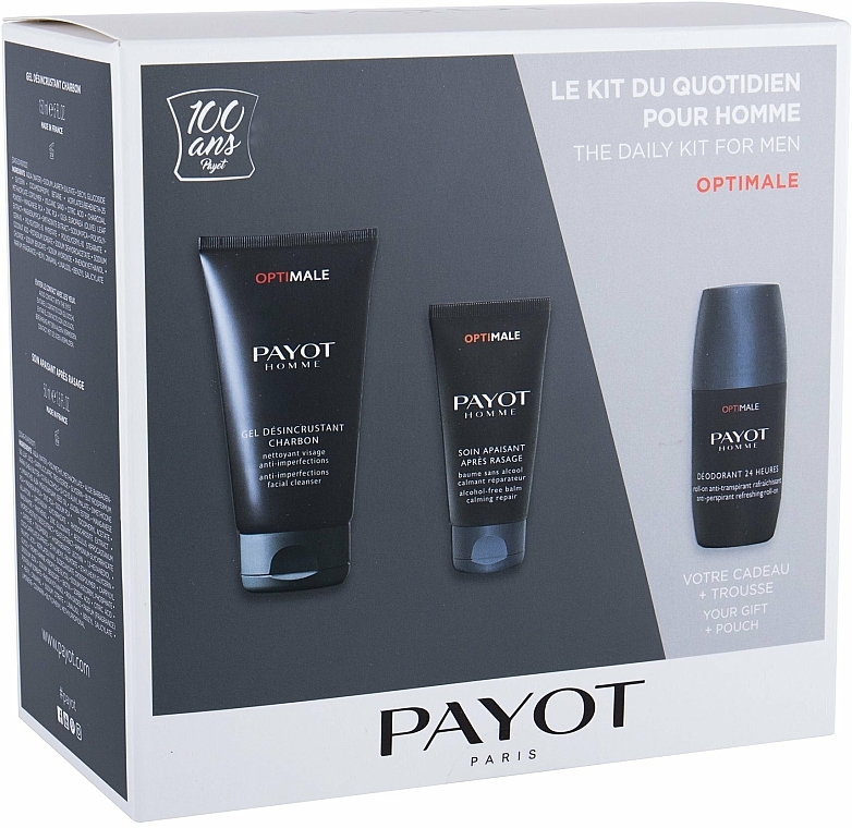 Pflegeset für Körper und Gesicht - Payot Homme Optimale (Gesichtsreinigungsgel 150ml + After Shave Balsam 50ml + Deo Roll-on Antitranspirant 75ml) — Bild N1