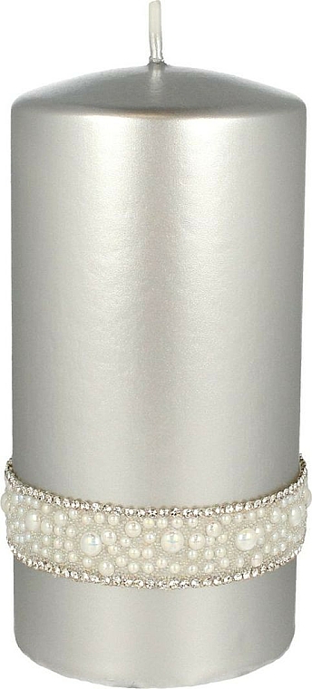 Dekorative Kerze Crystal Opal Silber - Artman Christmas Candle Crystal Opal Ø7xH14cm — Bild N1
